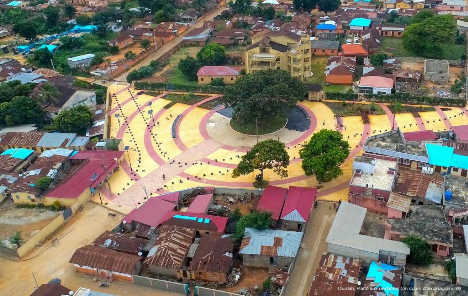 Aerial view of the historic city of Ouidah in Benin Republic